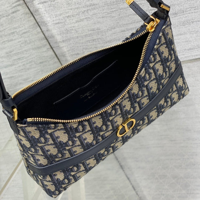 MONTAIGNE CIGALE MINI 24 BAG IN BLUE DIOR OBLIQUE JACQUARD