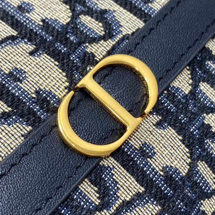 MONTAIGNE CIGALE MINI 24 BAG IN BLUE DIOR OBLIQUE JACQUARD