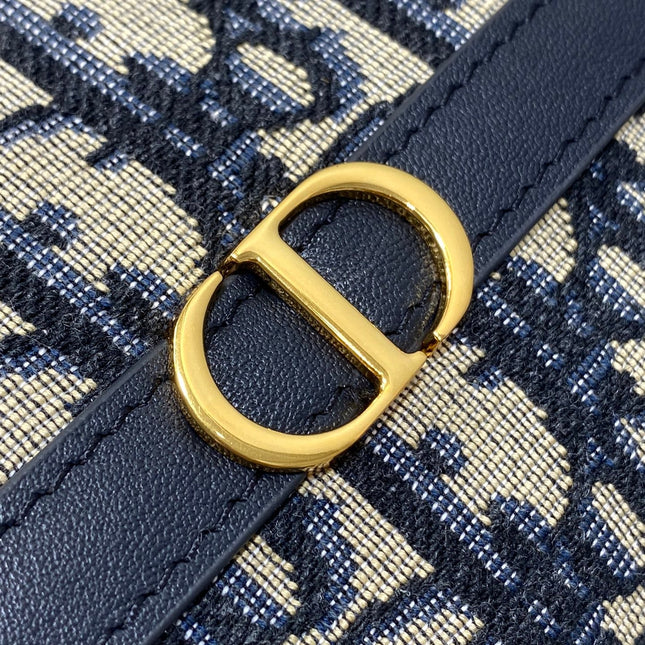 MONTAIGNE CIGALE MINI 24 BAG IN BLUE DIOR OBLIQUE JACQUARD