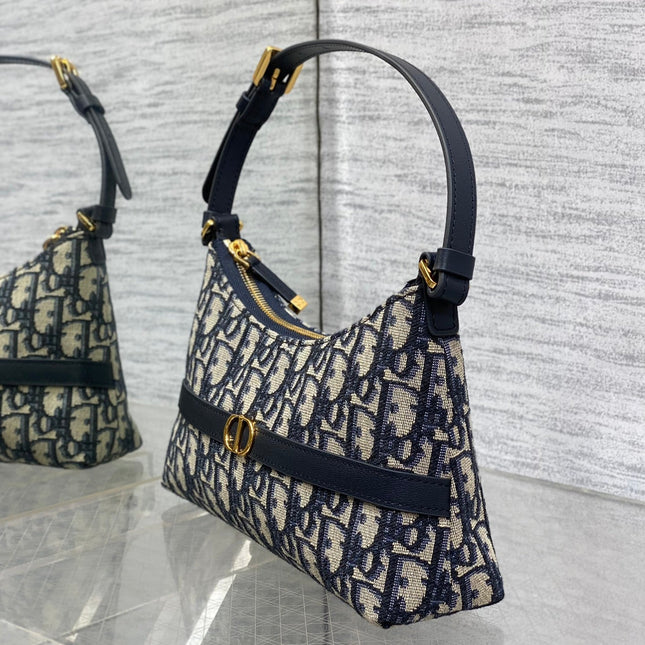 MONTAIGNE CIGALE MINI 24 BAG IN BLUE DIOR OBLIQUE JACQUARD