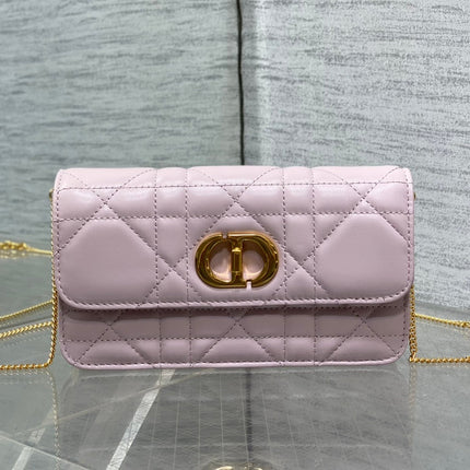 MONTAIGNE AVENUE MINI 19 BAG IN LIGHT PINK CALFSKIN WITH GOLD HARDWARE