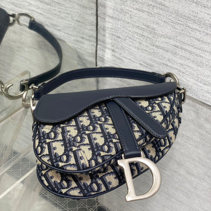 SADDLE 19 BAG WITH STRAP BLUE OBLIQUE JACQUARD