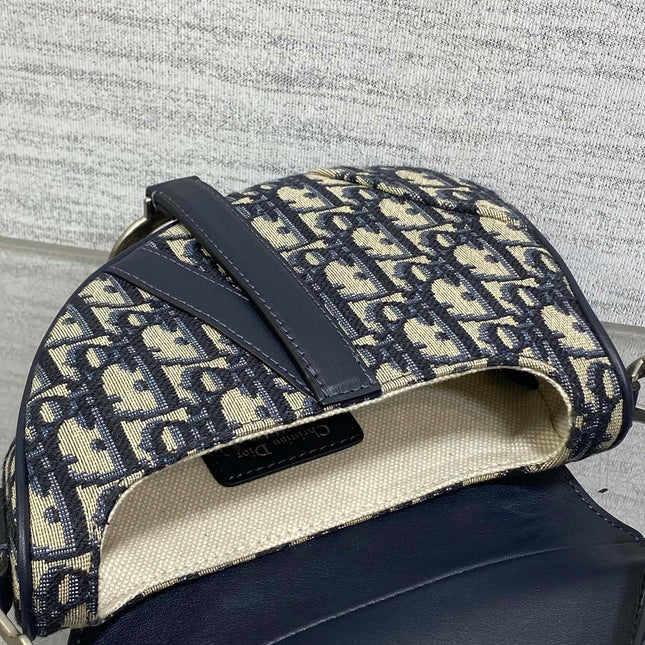 SADDLE 19 BAG WITH STRAP BLUE OBLIQUE JACQUARD