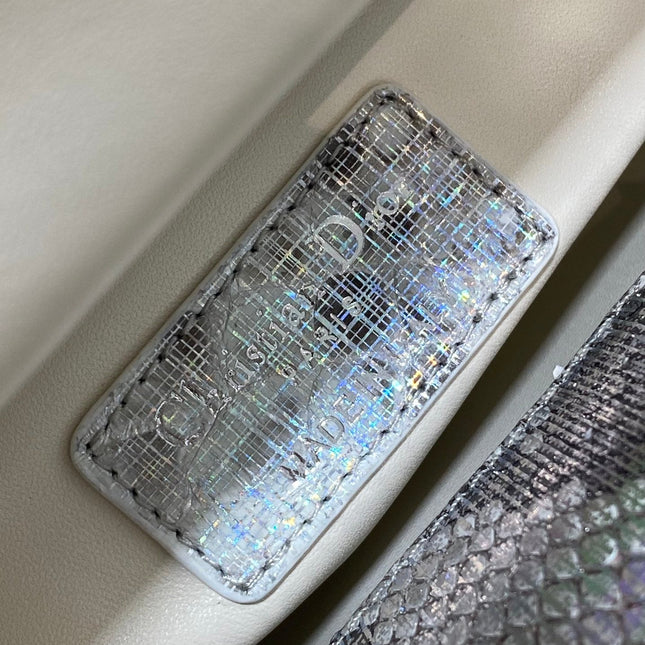 MINI 17 LADY BAG IN SILVER SNAKESKIN PATTERN LAMBSKIN
