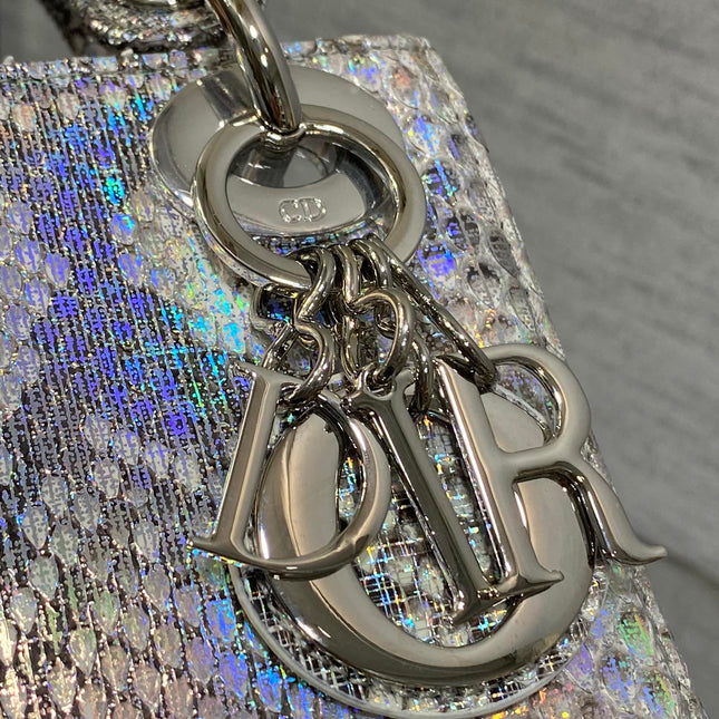 MINI 17 LADY BAG IN SILVER SNAKESKIN PATTERN LAMBSKIN