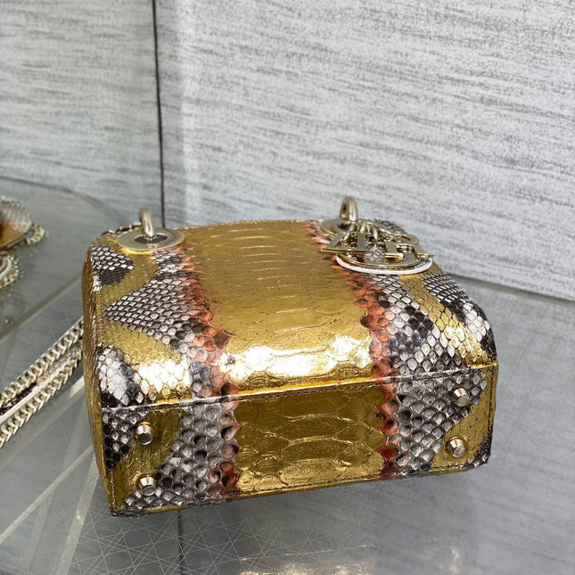MINI 17 LADY BAG IN GOLDEN SNAKESKIN PATTERN LAMBSKIN