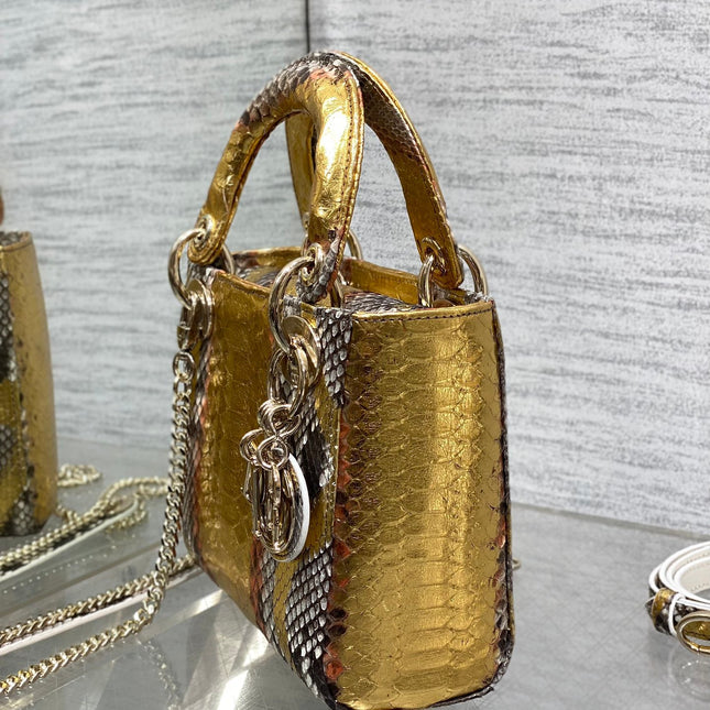 MINI 17 LADY BAG IN GOLDEN SNAKESKIN PATTERN LAMBSKIN