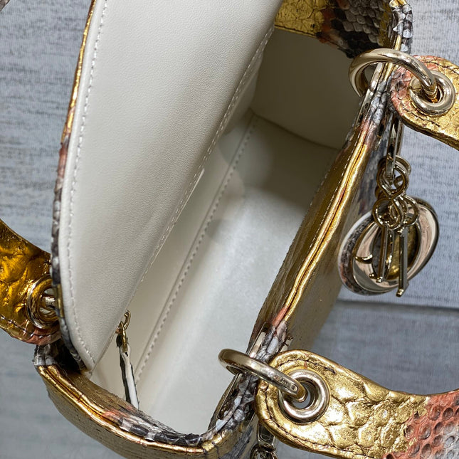 MINI 17 LADY BAG IN GOLDEN SNAKESKIN PATTERN LAMBSKIN