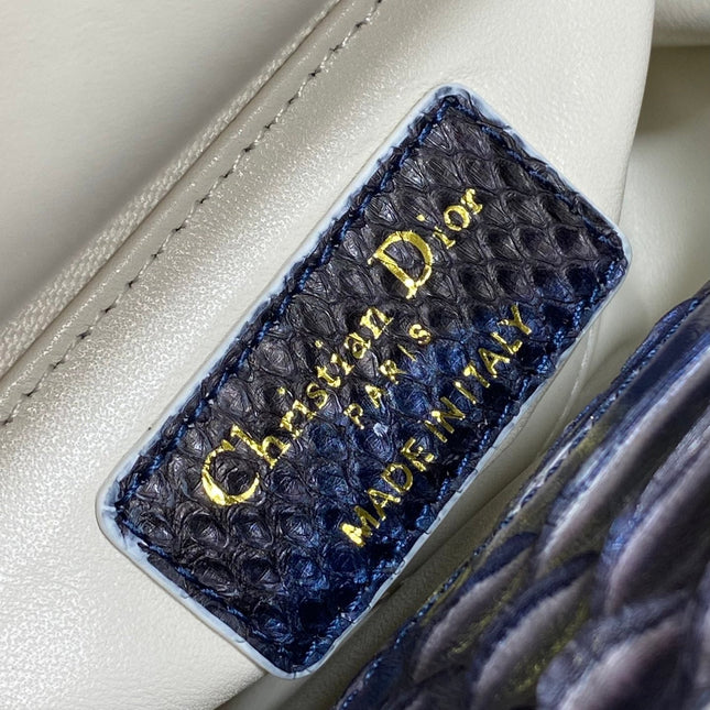 MINI 17 LADY BAG IN NAVY BLUE MIX BLACK SNAKESKIN PATTERN LAMBSKIN