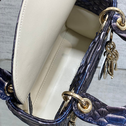 MINI 17 LADY BAG IN NAVY BLUE MIX BLACK SNAKESKIN PATTERN LAMBSKIN