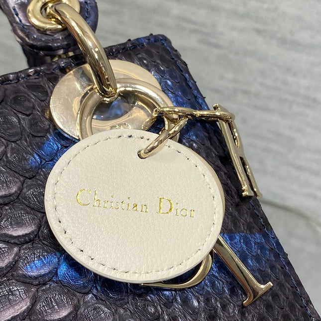 MINI 17 LADY BAG IN NAVY BLUE MIX BLACK SNAKESKIN PATTERN LAMBSKIN