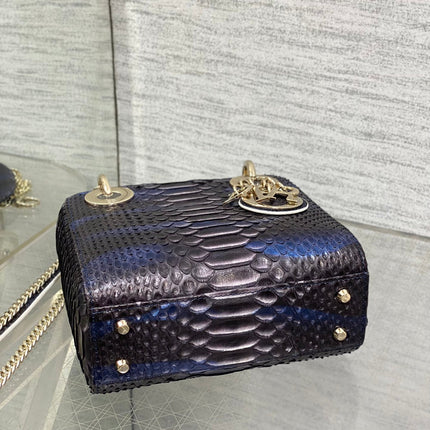 MINI 17 LADY BAG IN NAVY BLUE MIX BLACK SNAKESKIN PATTERN LAMBSKIN