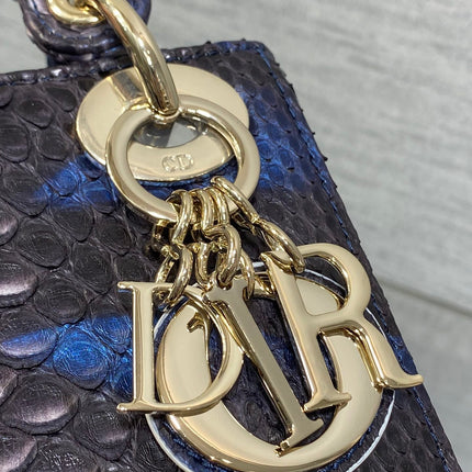 MINI 17 LADY BAG IN NAVY BLUE MIX BLACK SNAKESKIN PATTERN LAMBSKIN