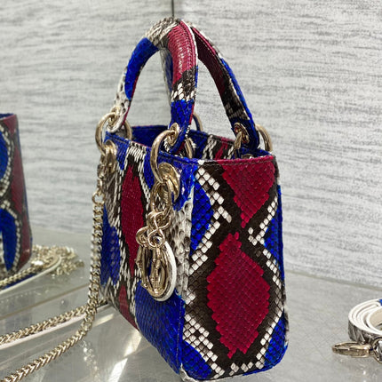 MINI 17 LADY BAG IN COLORFUL SNAKESKIN PATTERN LAMBSKIN 225981