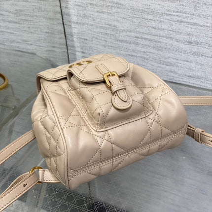 SMALL 20 CARO BACKPACK IN ALMOND BEIGE MACROCANNAGE LAMBSKIN