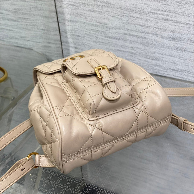SMALL 20 CARO BACKPACK IN ALMOND BEIGE MACROCANNAGE LAMBSKIN