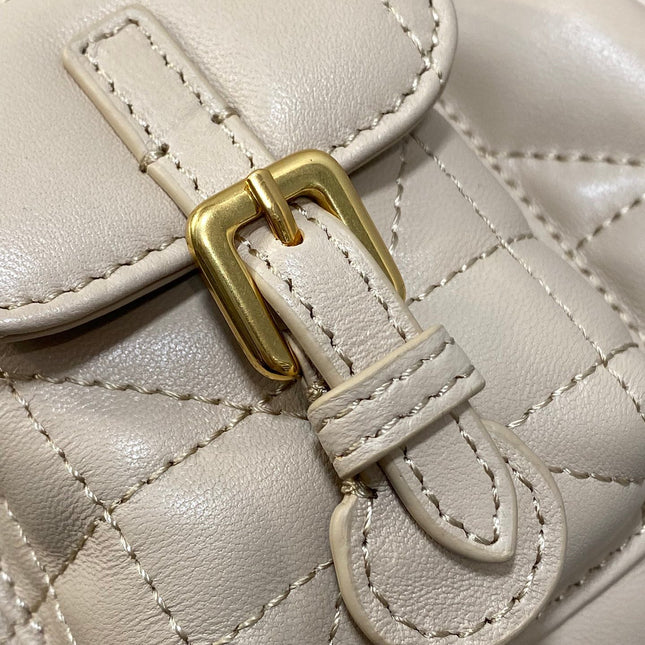 SMALL 20 CARO BACKPACK IN ALMOND BEIGE MACROCANNAGE LAMBSKIN