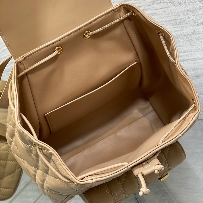 MEDIUM 25 CARO BACKPACK ALMOND BEIGE MACROCANNAGE LAMBSKIN
