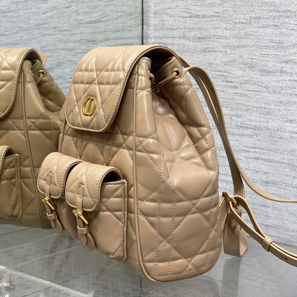 MEDIUM 25 CARO BACKPACK ALMOND BEIGE MACROCANNAGE LAMBSKIN