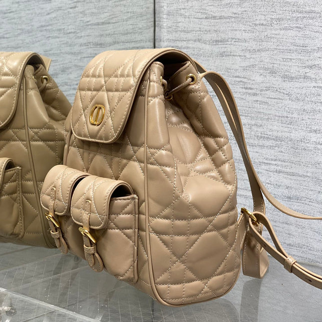 MEDIUM 25 CARO BACKPACK ALMOND BEIGE MACROCANNAGE LAMBSKIN