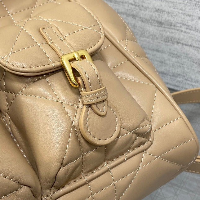 MEDIUM 25 CARO BACKPACK ALMOND BEIGE MACROCANNAGE LAMBSKIN