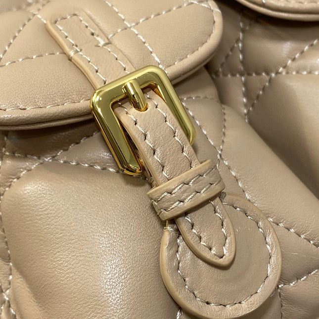 MEDIUM 25 CARO BACKPACK ALMOND BEIGE MACROCANNAGE LAMBSKIN