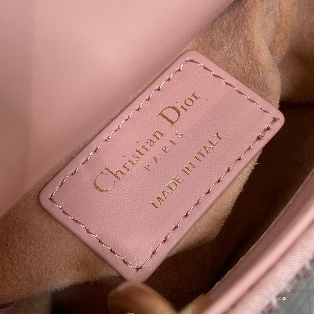 MICRO 12 LADY BAG IN BLUSH PINK SATIN WITH BEADING