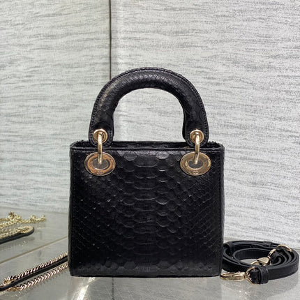 MINI 17 LADY BAG IN BLACK SNAKESKIN PATTERN LAMBSKIN