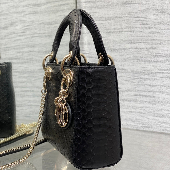 MINI 17 LADY BAG IN BLACK SNAKESKIN PATTERN LAMBSKIN