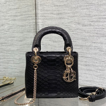 MINI 17 LADY BAG IN BLACK SNAKESKIN PATTERN LAMBSKIN