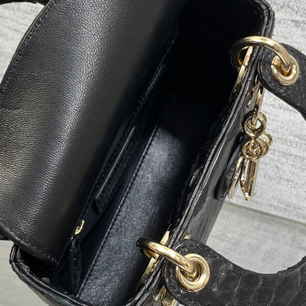 MINI 17 LADY BAG IN BLACK SNAKESKIN PATTERN LAMBSKIN