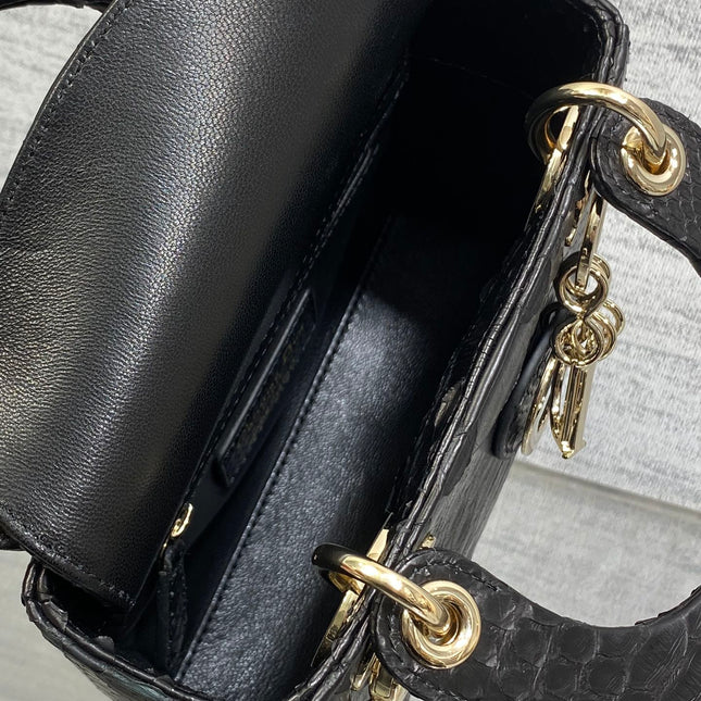 MINI 17 LADY BAG IN BLACK SNAKESKIN PATTERN LAMBSKIN