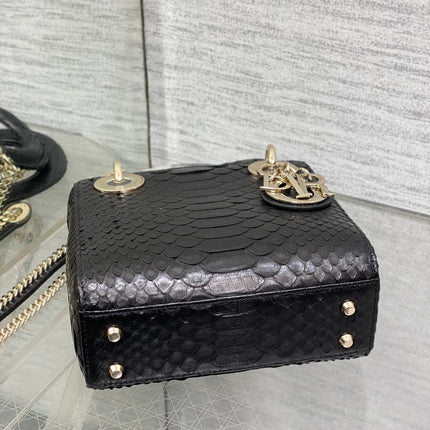 MINI 17 LADY BAG IN BLACK SNAKESKIN PATTERN LAMBSKIN