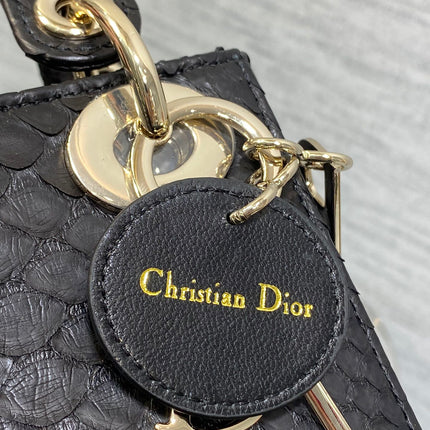 MINI 17 LADY BAG IN BLACK SNAKESKIN PATTERN LAMBSKIN