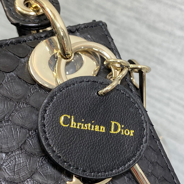 MINI 17 LADY BAG IN BLACK SNAKESKIN PATTERN LAMBSKIN