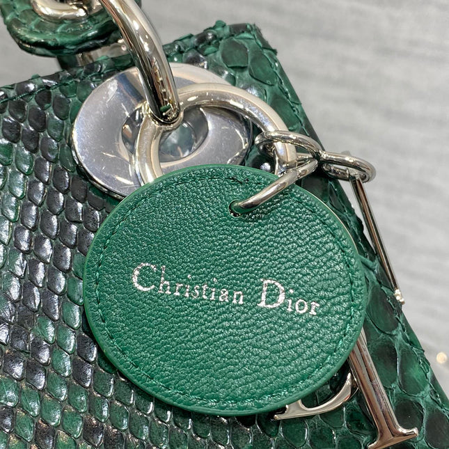 MINI 17 LADY BAG IN GREEN FOREST MIX BLACK SNAKESKIN PATTERN LAMBSKIN