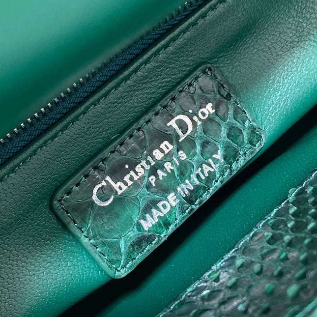MINI 17 LADY BAG IN GREEN FOREST MIX BLACK SNAKESKIN PATTERN LAMBSKIN