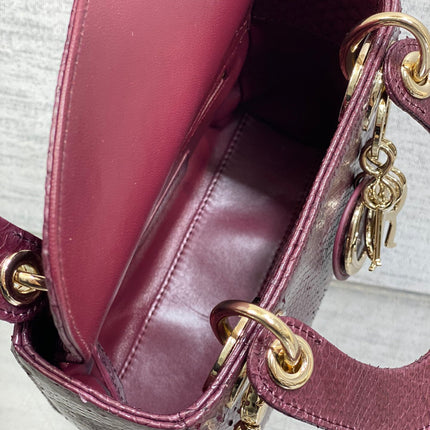 MINI 17 LADY BAG IN PLUM PURPLE SNAKESKIN PATTERN LAMBSKIN