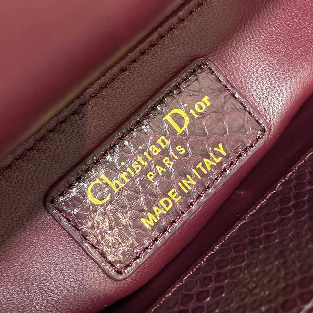 MINI 17 LADY BAG IN PLUM PURPLE SNAKESKIN PATTERN LAMBSKIN
