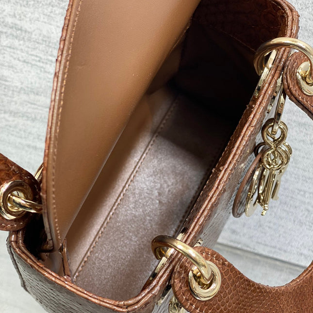 MINI 17 LADY BAG IN PEACAN BROWN METALLIC LAMBSKIN
