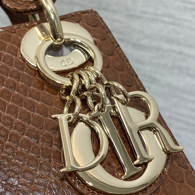 MINI 17 LADY BAG IN PEACAN BROWN METALLIC LAMBSKIN