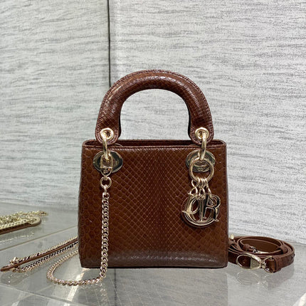 MINI 17 LADY BAG IN PEACAN BROWN METALLIC LAMBSKIN