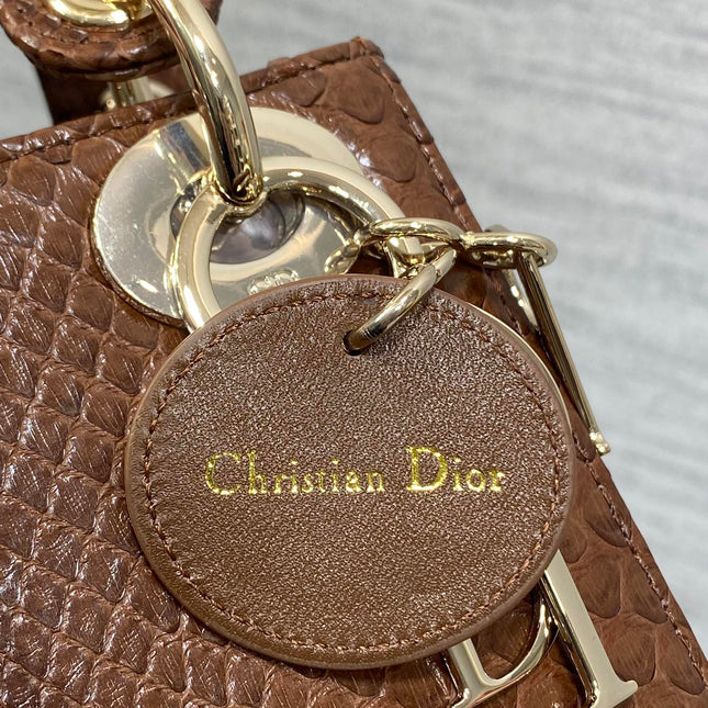 MINI 17 LADY BAG IN PEACAN BROWN METALLIC LAMBSKIN