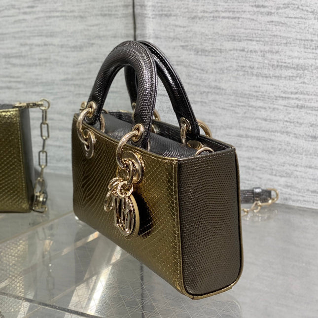 MEDIUM 22 LADY BAG IN GOLD METALLIC LAMBSKIN