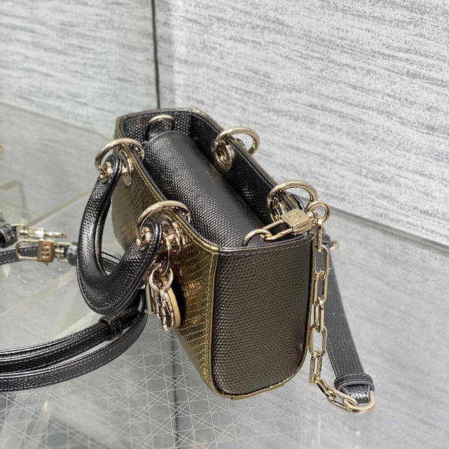 MEDIUM 16 LADY BAG IN GOLD METALLIC LAMBSKIN