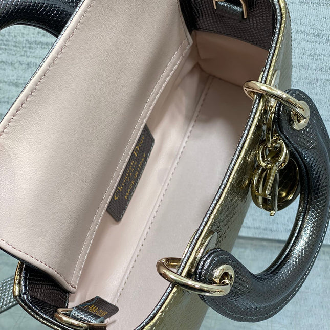 MEDIUM 16 LADY BAG IN GOLD METALLIC LAMBSKIN