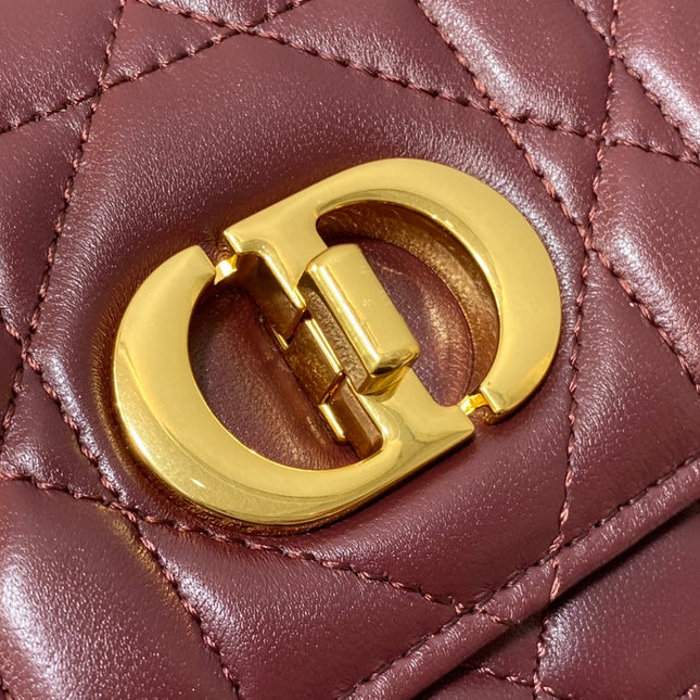MISS CARO TOP HANDLE POUCH 24 IN TERRACOTTA RED MACROCANNAGE LAMBSKIN