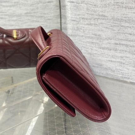 MISS CARO TOP HANDLE POUCH 24 IN TERRACOTTA RED MACROCANNAGE LAMBSKIN