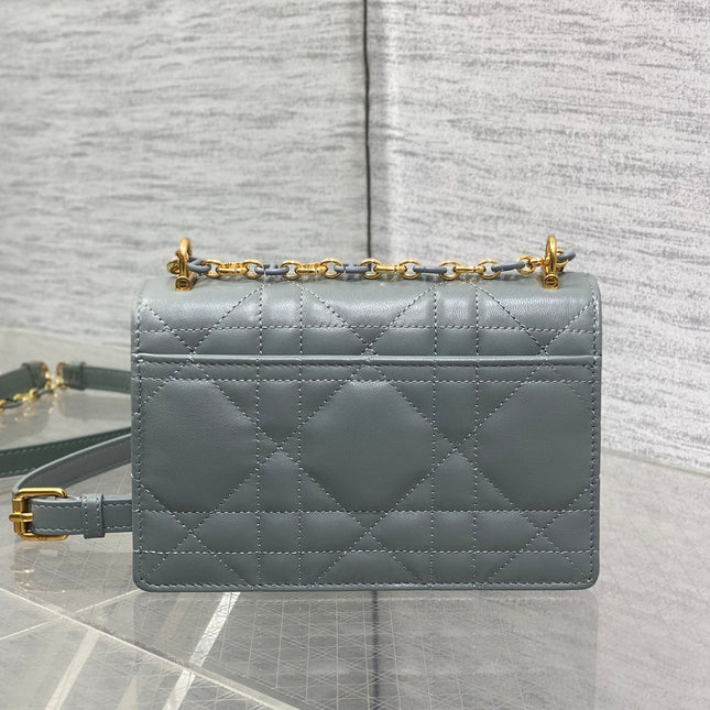 MISS CARO MINI BAG 17 IN OSLO GREY MACROCANNAGE LAMBSKIN