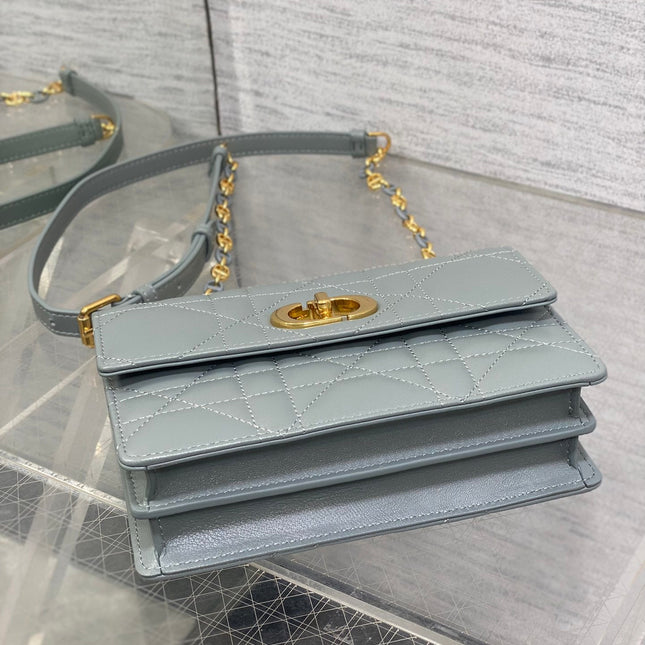 MISS CARO MINI BAG 17 IN OSLO GREY MACROCANNAGE LAMBSKIN